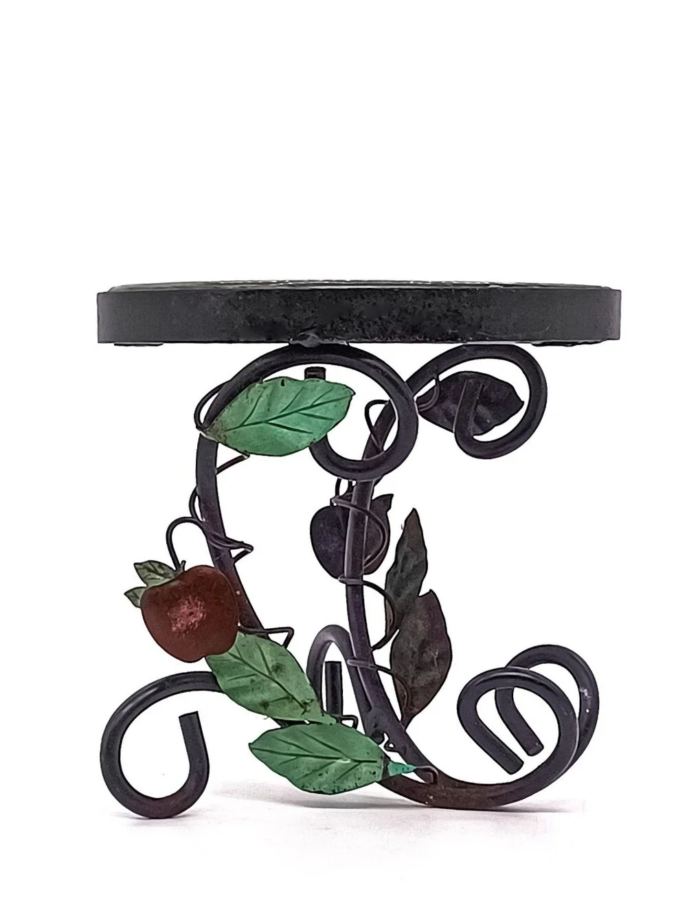 Rare Hand~Forged Wrought Iron French Art Bianca Plant Stand W/ Ivy Scroll